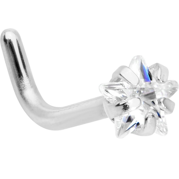 Body Candy Stainless Steel 3mm Accent L-Shape Nose Stud Ring 18 Gauge and 20 Gauge Sizes